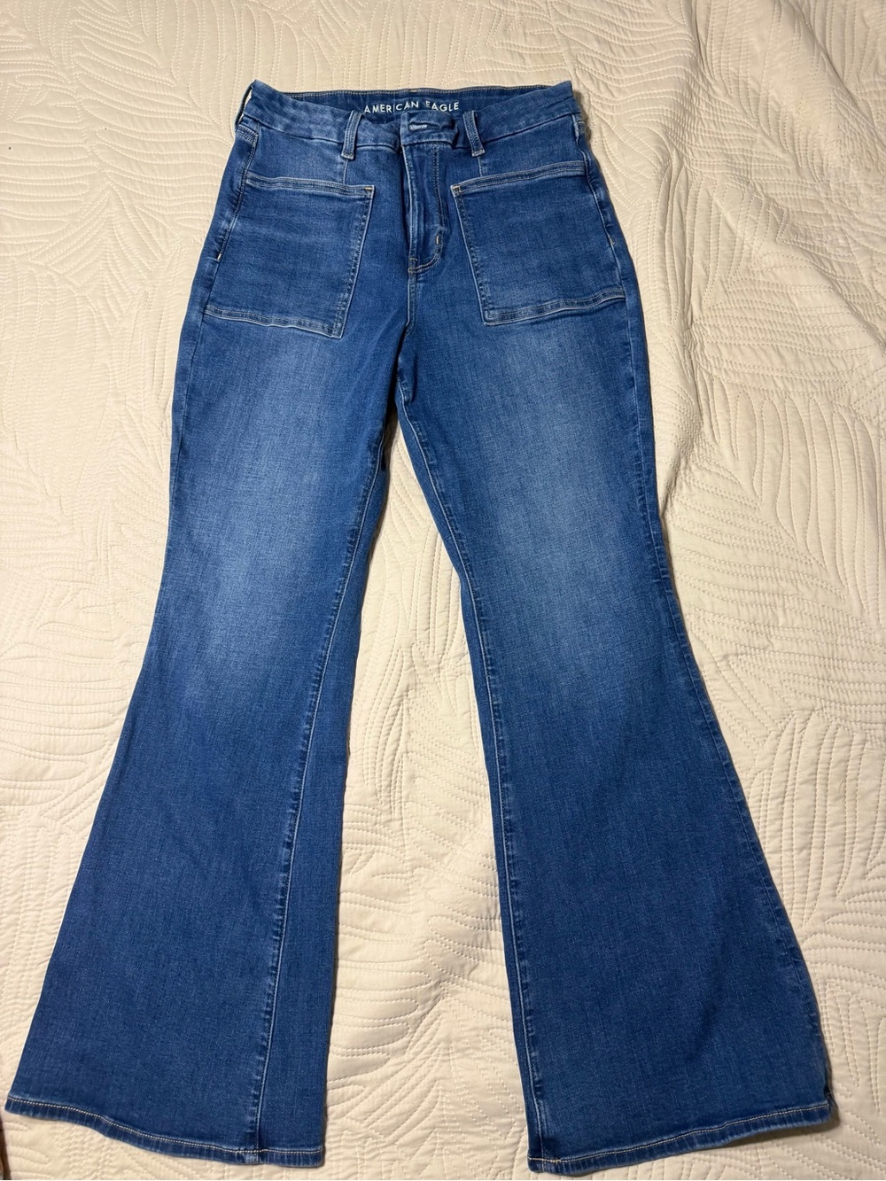American Eagle Outfitters High-Waisted Flare Jeans - Medium Blue - Picture 5 of 10